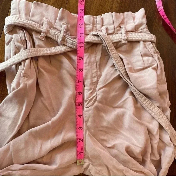 Anthropologie Blythe Wide Leg Pants Paper Bag Tie Waist Light Pink Bow 2 - Picture 14 of 15